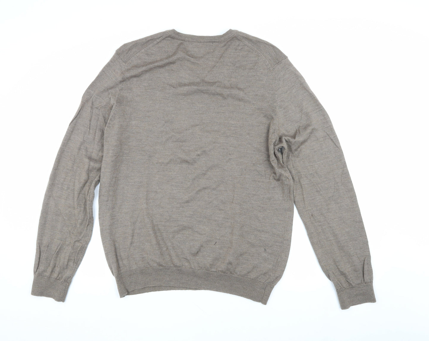 Marks and Spencer Men's Beige Slim Fit V-Neck Jumper