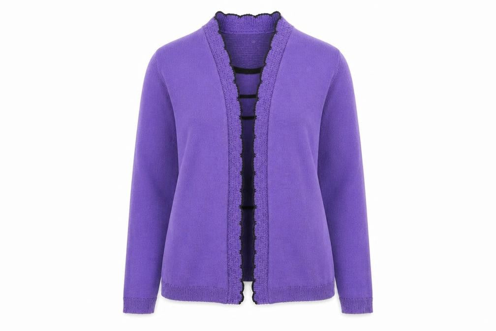 Womens UK Size 4 Pure & Natural Purple Cardigan Jumper