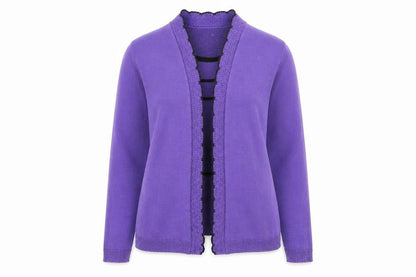 Womens UK Size 4 Pure & Natural Purple Cardigan Jumper