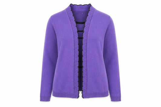 Womens UK Size 4 Pure & Natural Purple Cardigan Jumper
