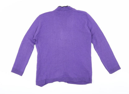 Womens UK Size 4 Pure & Natural Purple Cardigan Jumper