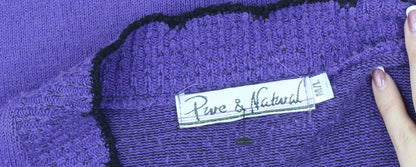 Womens UK Size 4 Pure & Natural Purple Cardigan Jumper
