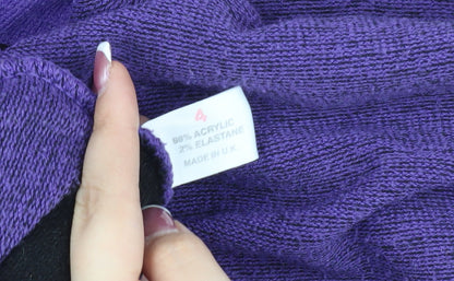 Womens UK Size 4 Pure & Natural Purple Cardigan Jumper
