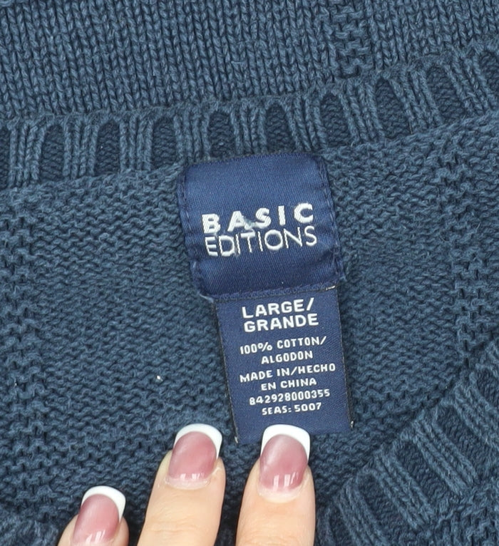 Basic Editions Men's Blue Pullover Jumper L