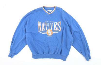 Topman Men's Blue Graphic Print Pullover Sweatshirt L