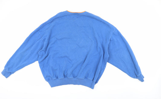 Topman Men's Blue Graphic Print Pullover Sweatshirt L