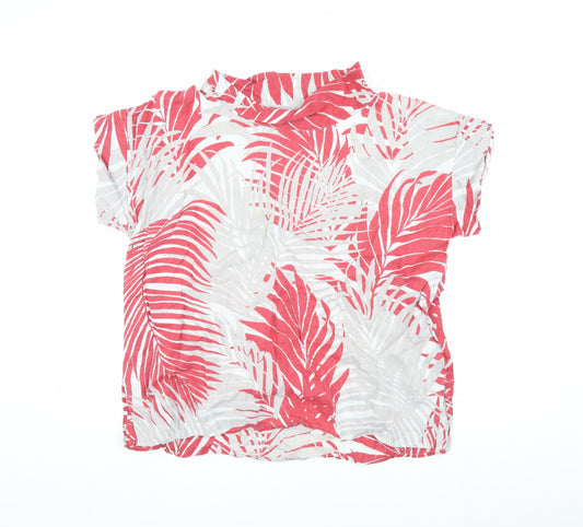 East Women's Red White Floral Linen Top XS