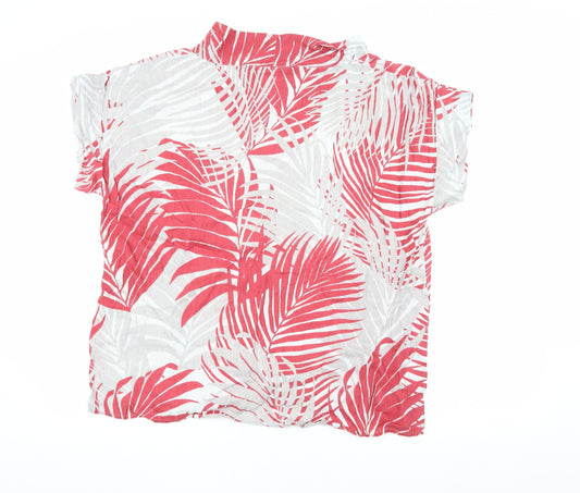 East Women's Red White Floral Linen Top XS