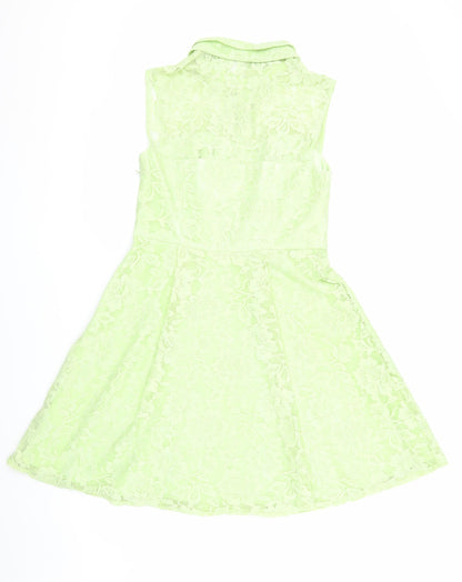 Definitions Women Green Collared Lace Dress Size 12