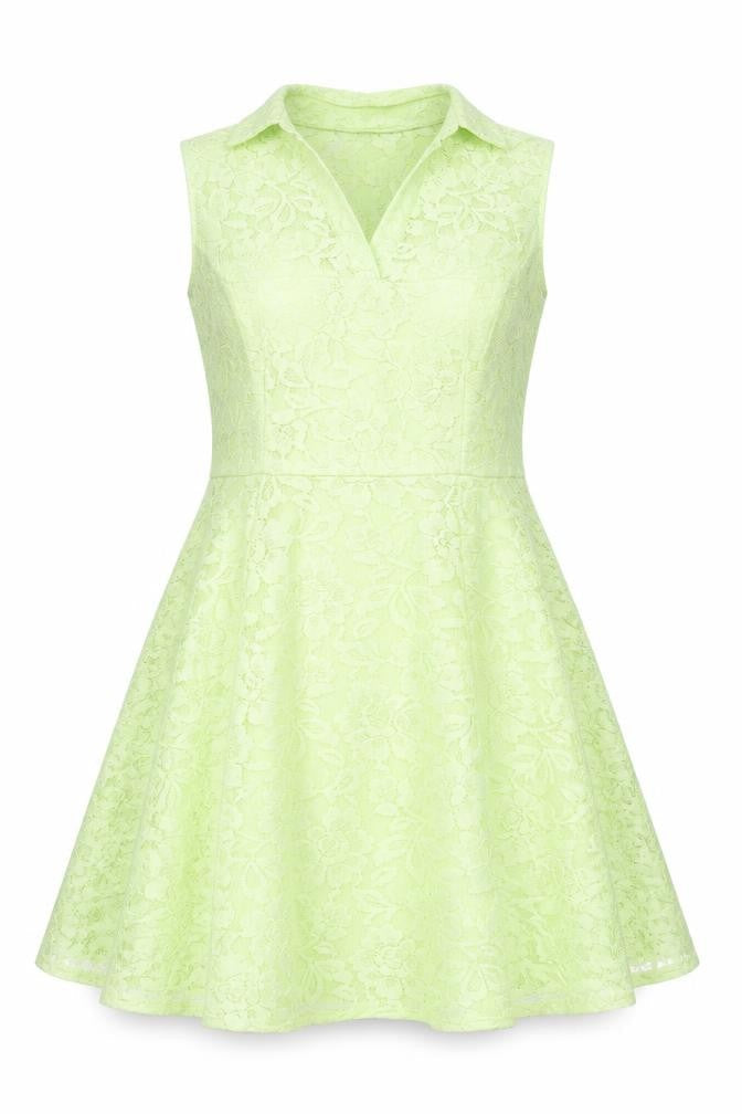 Definitions Women Green Collared Lace Dress Size 12