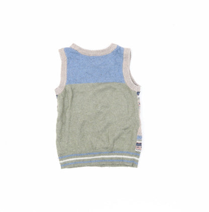 Monsoon Boys Blue Animal Vest 2-3 Years Knit Fair Isle