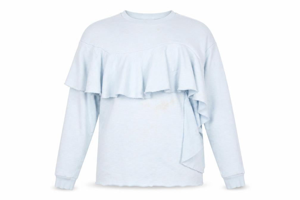 Zara Women's Blue Ruffle Sweatshirt, Size S, Spring Style