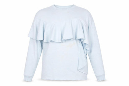 Zara Women's Blue Ruffle Sweatshirt, Size S, Spring Style