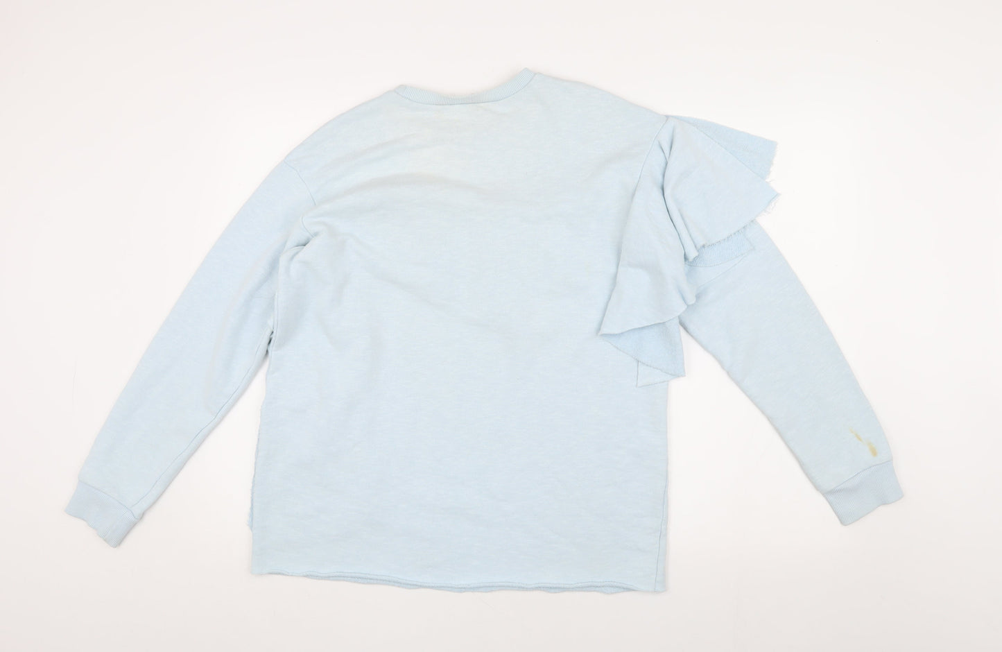 Zara Women's Blue Ruffle Sweatshirt, Size S, Spring Style