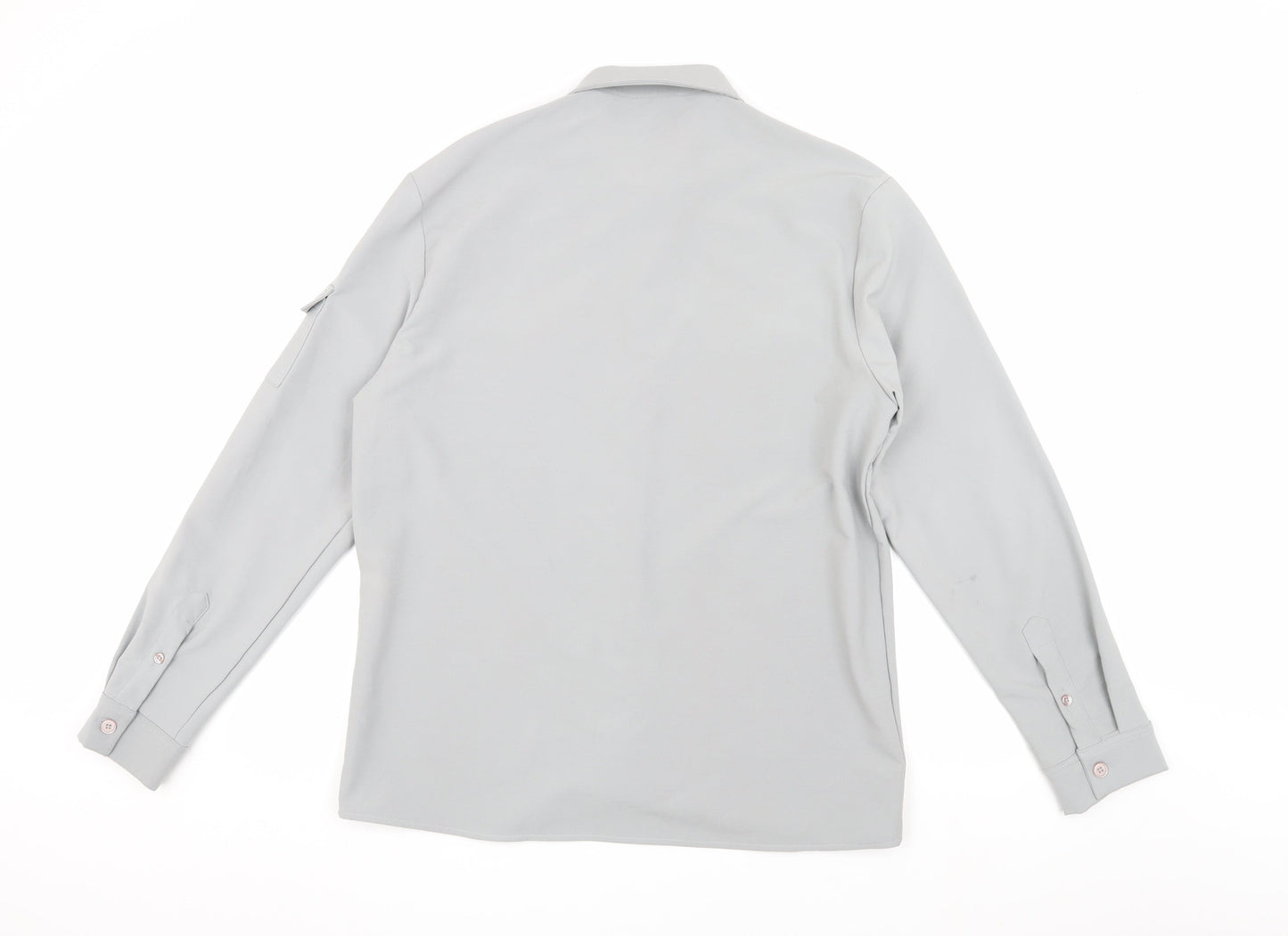 boohooMAN Mens Grey Long Sleeve Button-Up Shirt M