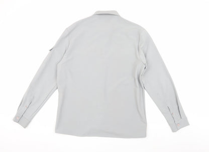 boohooMAN Mens Grey Long Sleeve Button-Up Shirt M