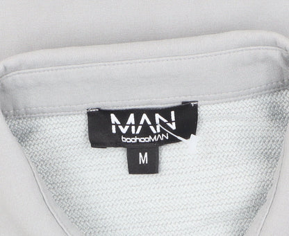 boohooMAN Mens Grey Long Sleeve Button-Up Shirt M