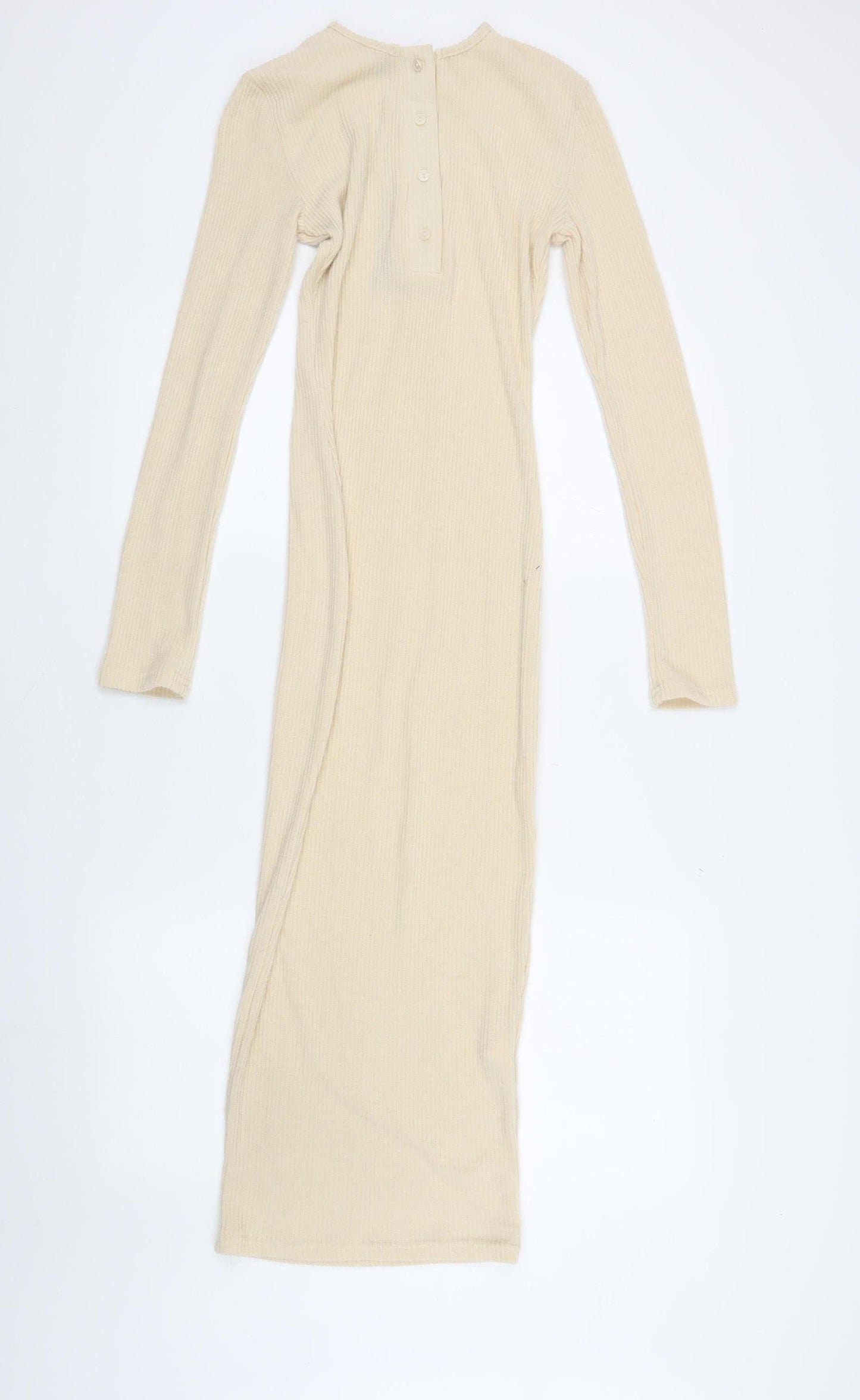 PrettyLittleThing Women's Ivory Long Sleeve Button Dress