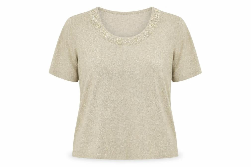 Womens UK Size 14 Eastex Beige Basic T-Shirt