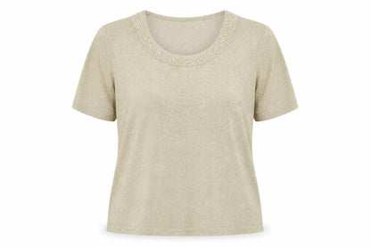 Womens UK Size 14 Eastex Beige Basic T-Shirt