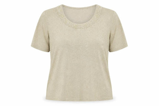 Womens UK Size 14 Eastex Beige Basic T-Shirt