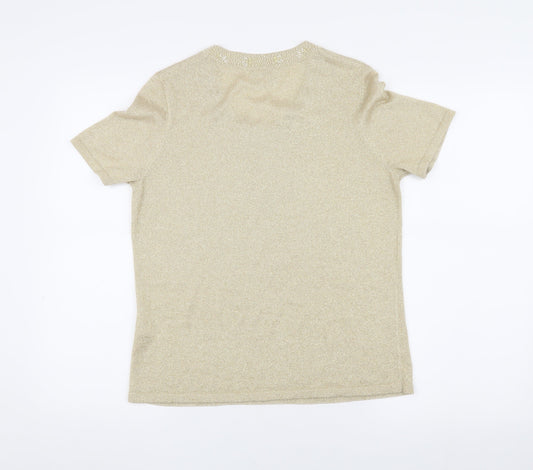 Womens UK Size 14 Eastex Beige Basic T-Shirt