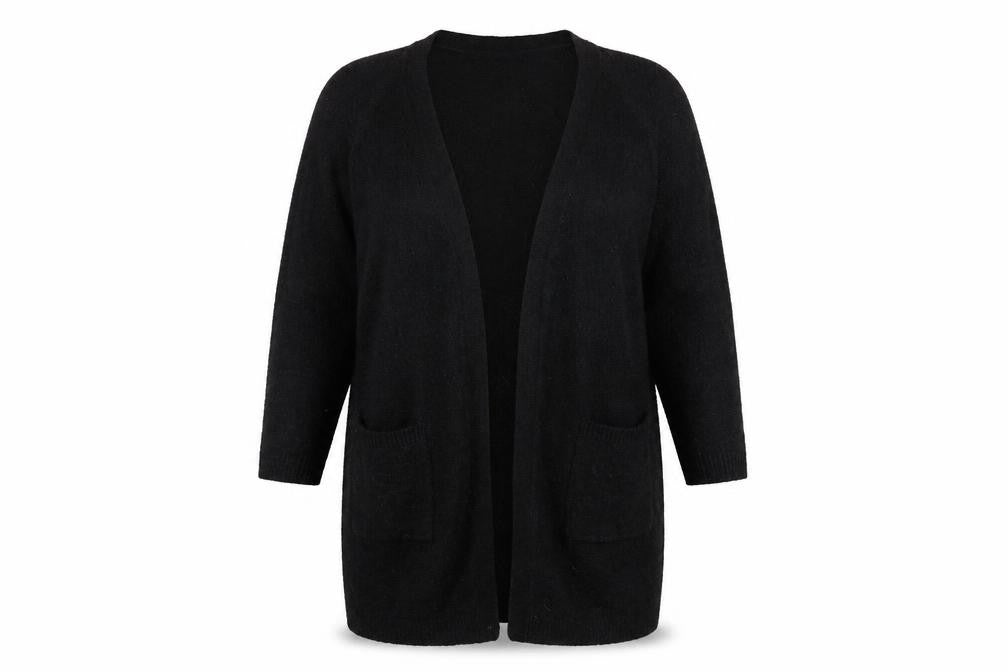 Front view of bpc Women's Black Cardigan XL - Open Knit, Casual