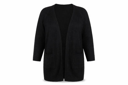 Front view of bpc Women's Black Cardigan XL - Open Knit, Casual