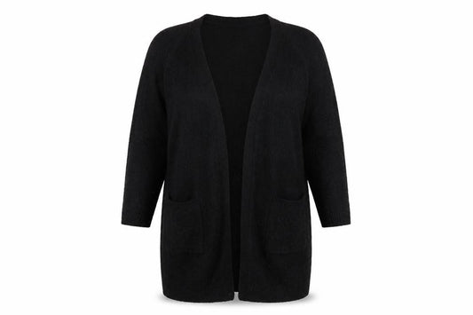 Front view of bpc Women's Black Cardigan XL - Open Knit, Casual