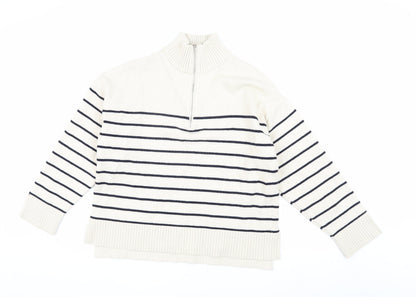 Zara Women’s Ivory Stripe Pullover Sweatshirt S