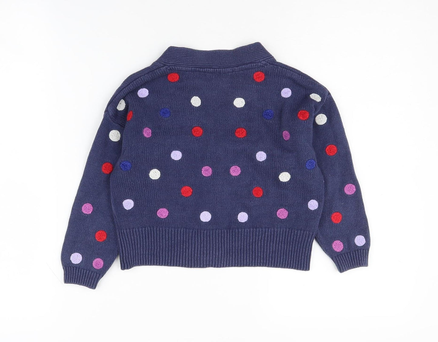 Kids Girls Blue Polka Dot Cardigan, 3-4 Years, Long Sleeve