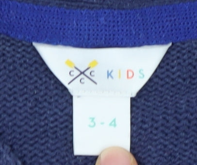 Kids Girls Blue Polka Dot Cardigan, 3-4 Years, Long Sleeve