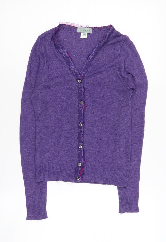 Jigsaw Women's Purple Cardigan S V-Neck Knit Casual