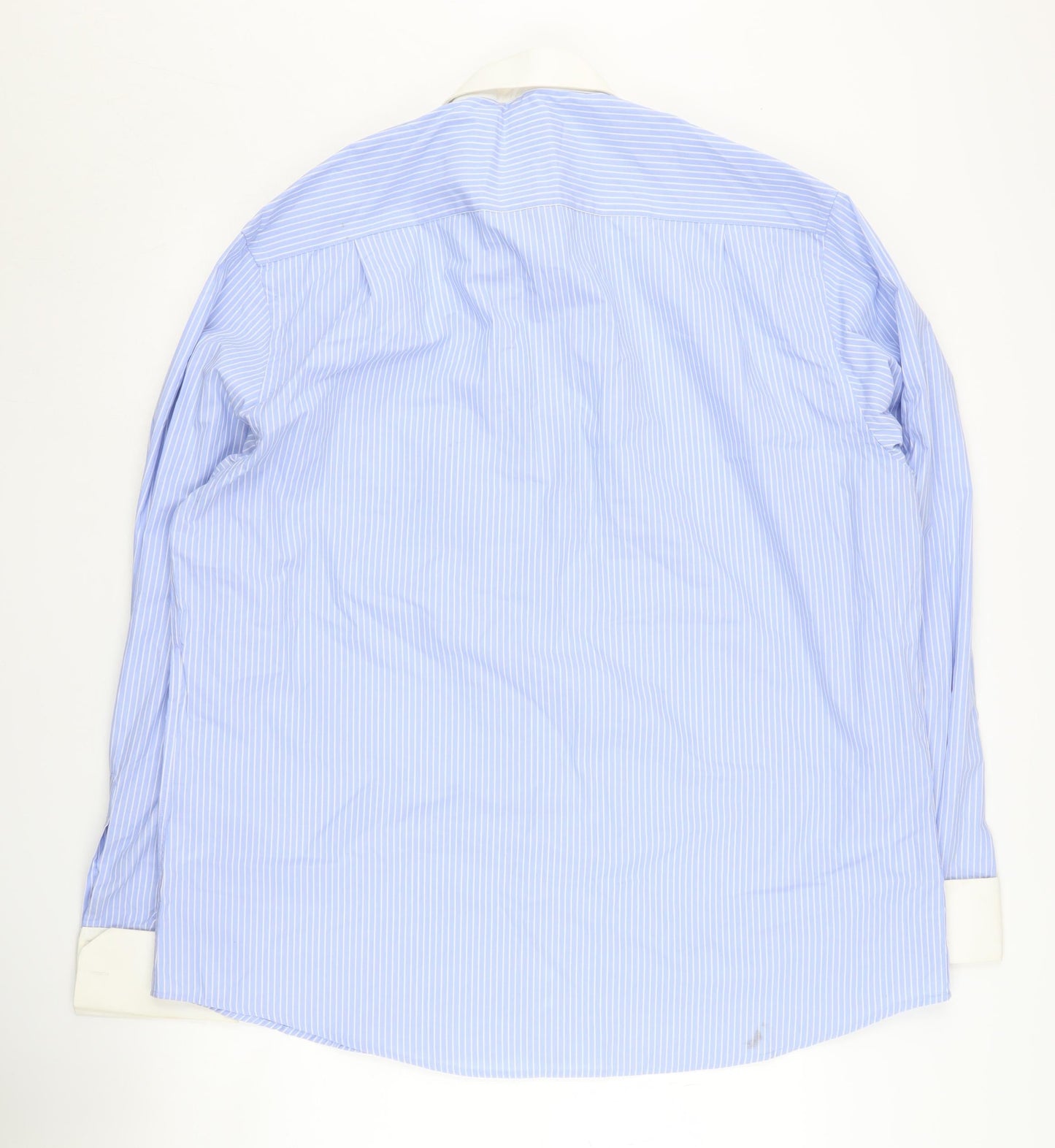 Mens UK Collar Size 17.5 Greenwoods Smart Blue  Dress Shirt