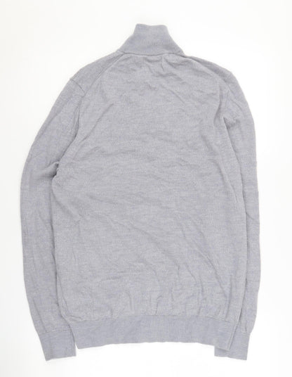 Autograph Men's Grey Wool Jumper, Medium, 1/4 Zip