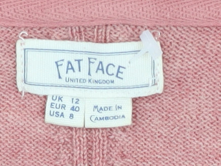 Womens UK Size 12 Fat Face Pink Cardigan Jumper