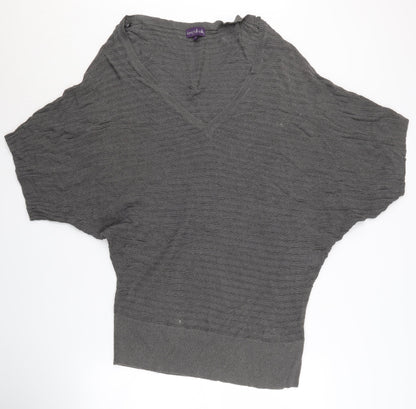 Long Tall Sally Women’s Grey V-Neck Knit Jumper - M