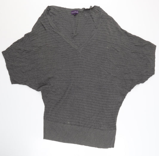 Long Tall Sally Women’s Grey V-Neck Knit Jumper - M