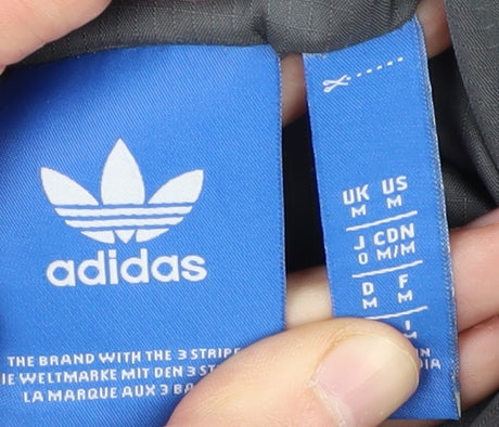 Adidas Men's Black Hooded Windbreaker Jacket Size M