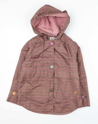 Joules Girls Striped Rain Coat, Brown, 2 Years, Hooded