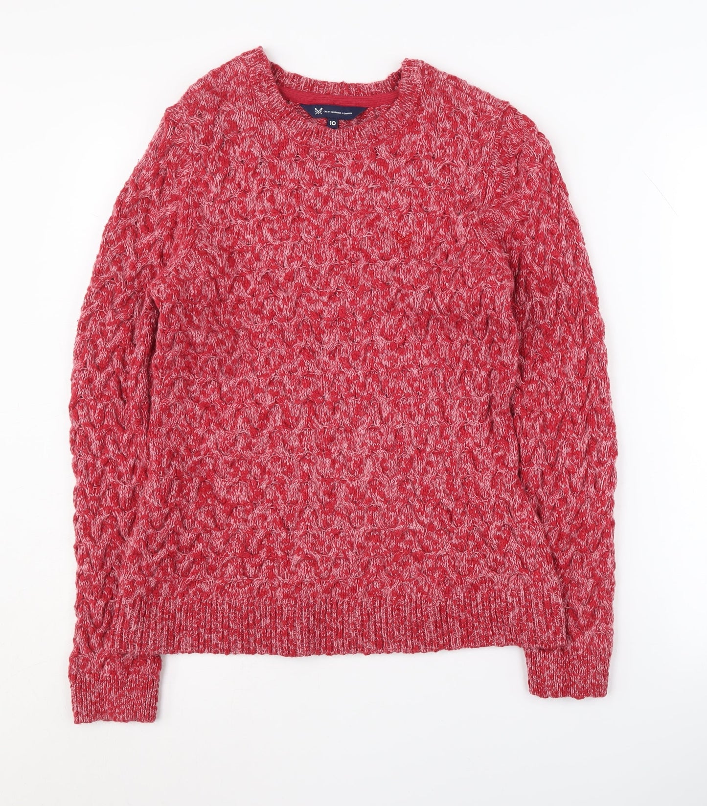 Crew Clothing Women's Red Cable-Knit Pullover, Size 10