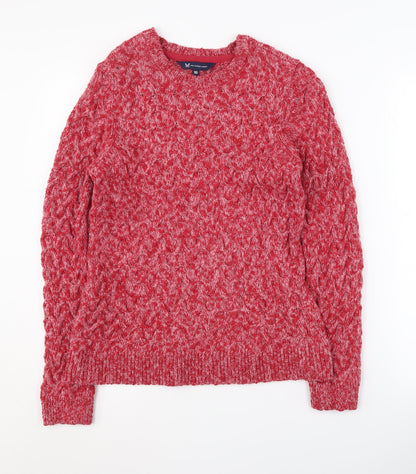 Crew Clothing Women's Red Cable-Knit Pullover, Size 10