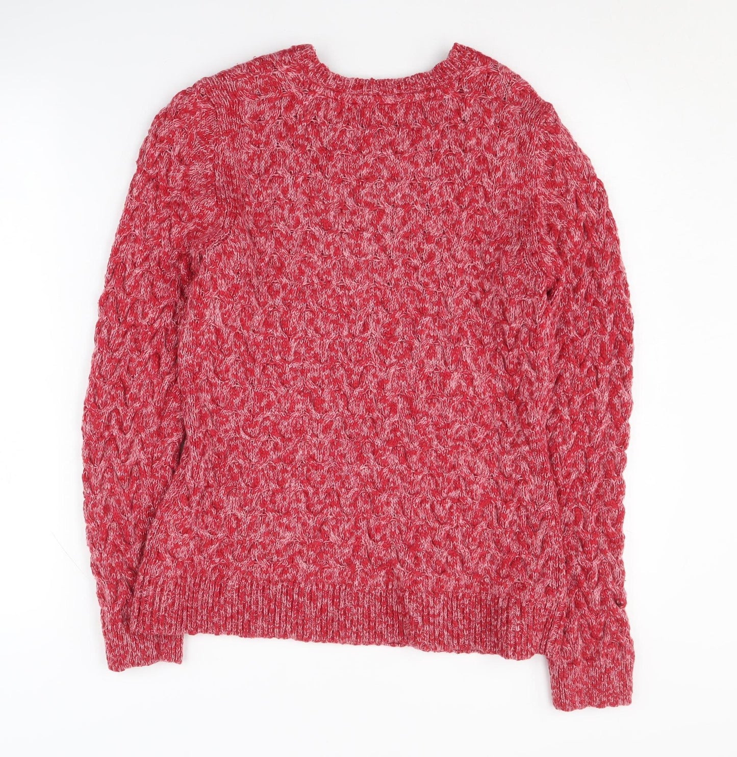Crew Clothing Women's Red Cable-Knit Pullover, Size 10