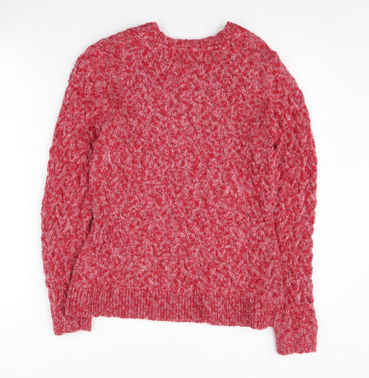 Crew Clothing Women's Red Cable-Knit Pullover, Size 10