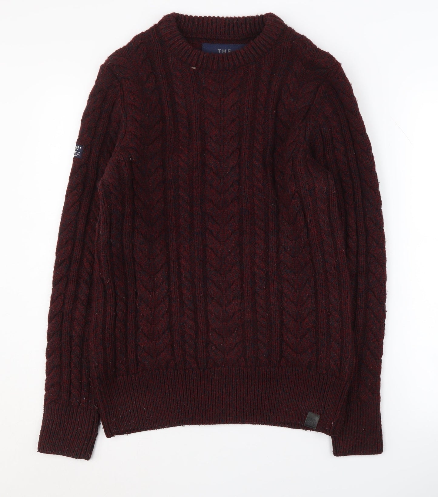 Superdry Men's Red Cable-Knit Pullover Size M