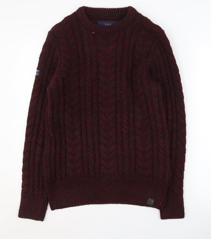 Superdry Men's Red Cable-Knit Pullover Size M