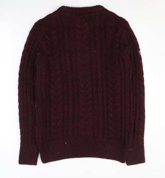 Superdry Men's Red Cable-Knit Pullover Size M