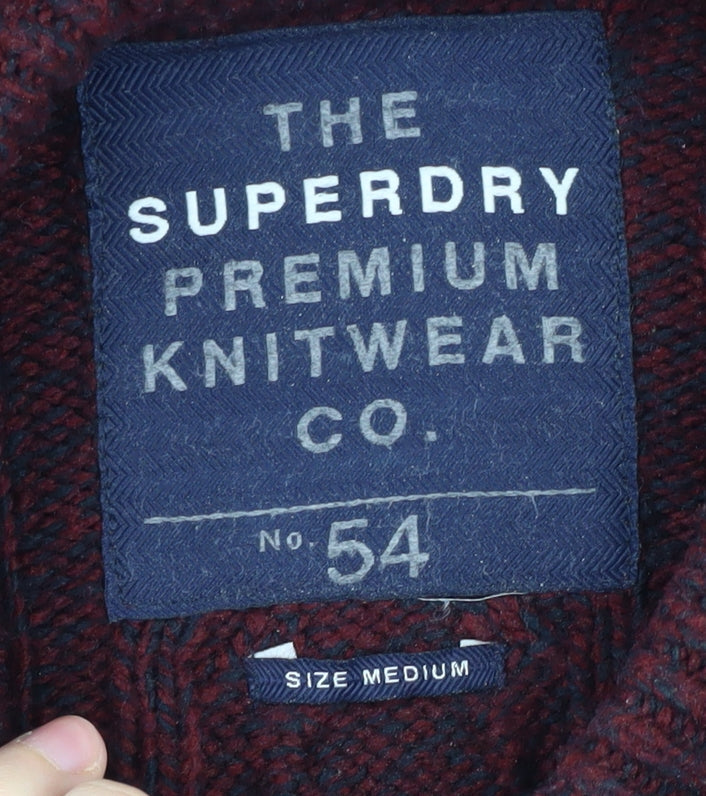 Superdry Men's Red Cable-Knit Pullover Size M