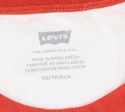 Levi's Boys White Ringer T-Shirt XS American Graphic Crew
