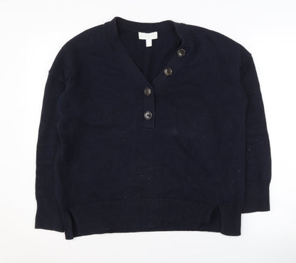White Label Women's Blue V-Neck Long Sleeve Jumper, Size 8